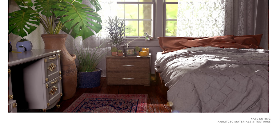 Realistic VFX still of sunlit bedroom
